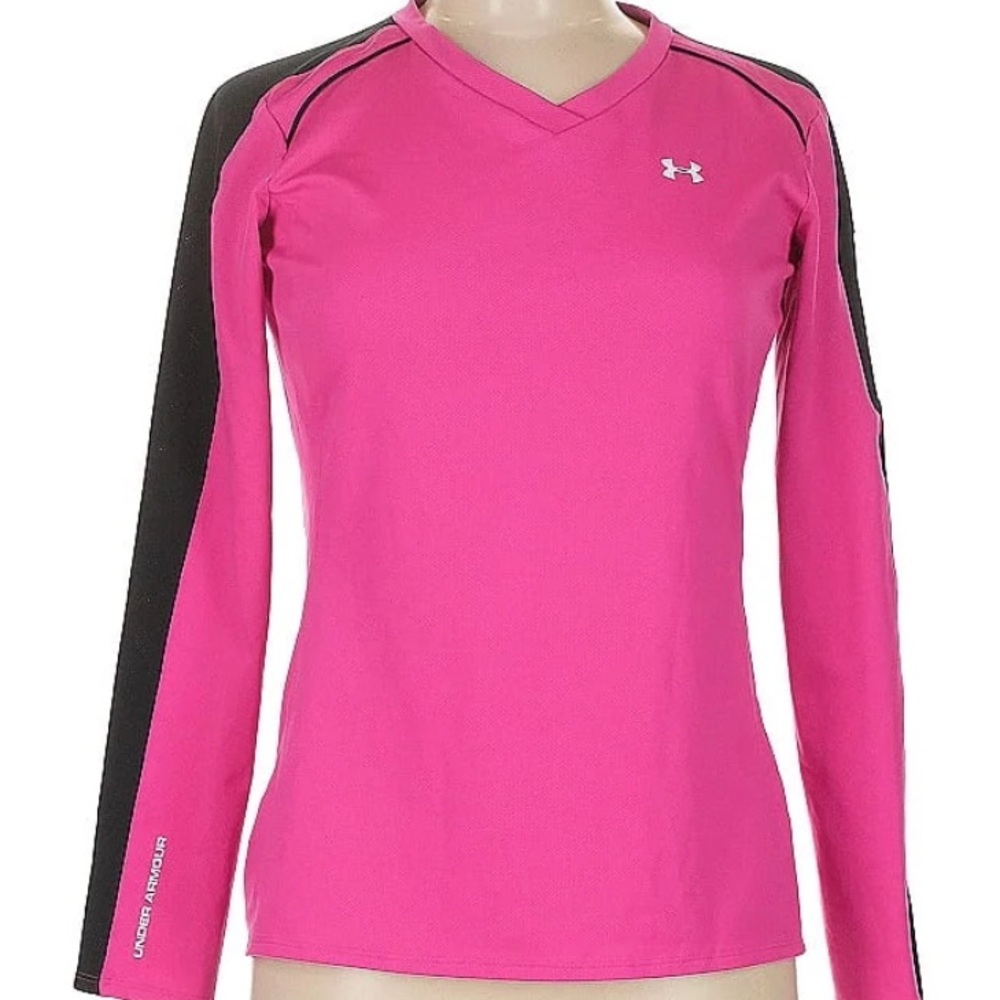Under Armour Pink and Black Fitted Long Sleeve Jersey